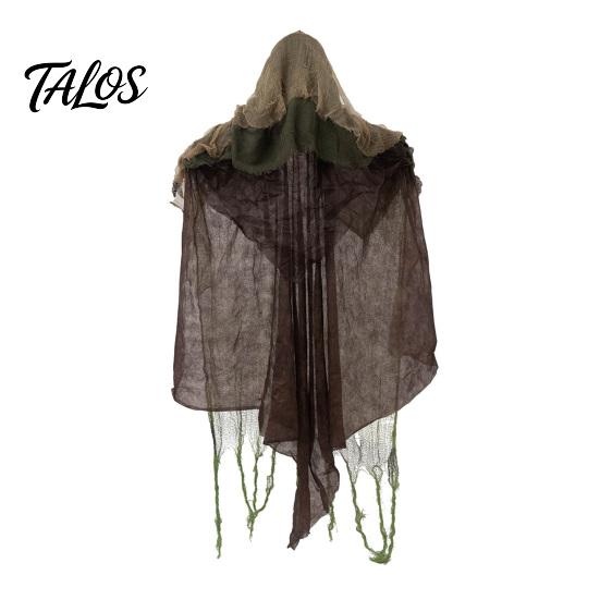 Indoor Outdoor Halloween Ornaments Animatronics Hanging Ghost Decoration, Sound Activated Grim Reaper Prop with LED Battery Operated Decor Glowing
