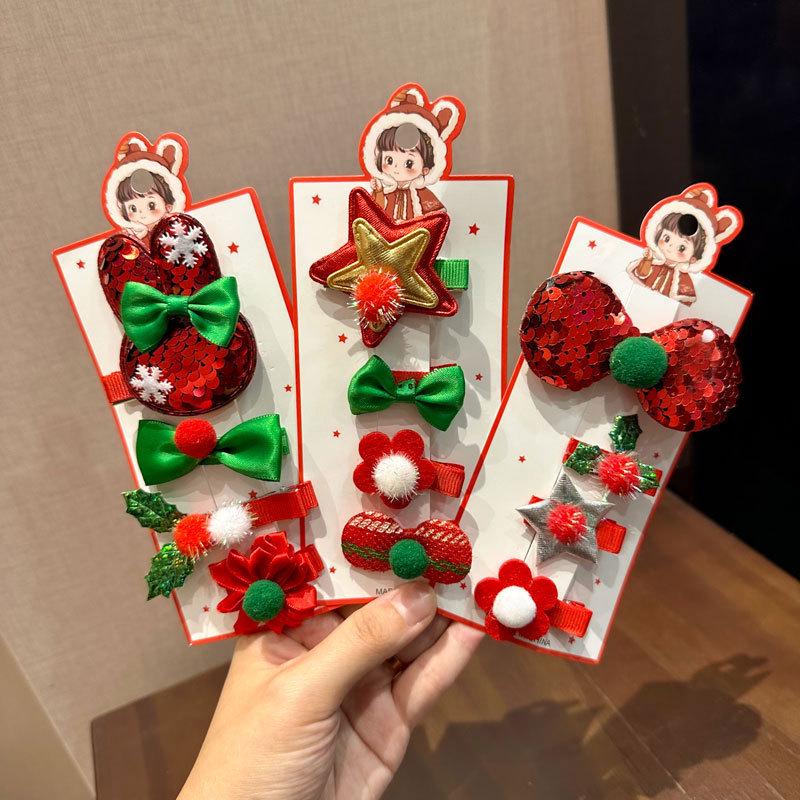 2024 Christmas Hair Clips for Girls - Festive Bow & Side Accessories for Kids