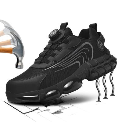 Fashion Rotary Button Safety Shoes Men Steel Toe Sneakers Puncture Proof Work Safety Boots Air Cushion Sport Work Shoes Anti-smash Boots