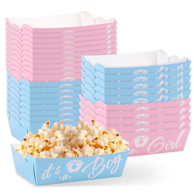 6/12/20pcs Gender Reveal Party Paper Food Trays Candy Cookie Snacks Box Blue Pink Its a Boy Girl Decoration Supplies Baby Shower