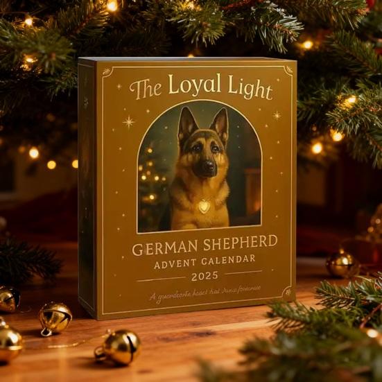 Christmas Advent Calendar German Shepherd Design 24-Day Countdown Decoration Multifunctional Holiday Decor
