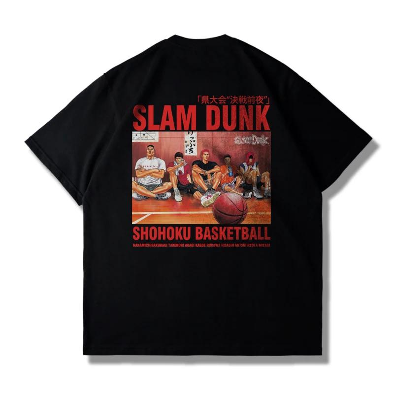 

Japanese anime Slam Dunk Master Big movie Blockbuster Short sleeve T-shirt Summer loose 100% cotton Sakura Ikebana 4XL