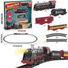 Electric Train Track Set with Lights Sound Retro Simulation Rail Car Model Children Railway Toys Kids Christmas Gift