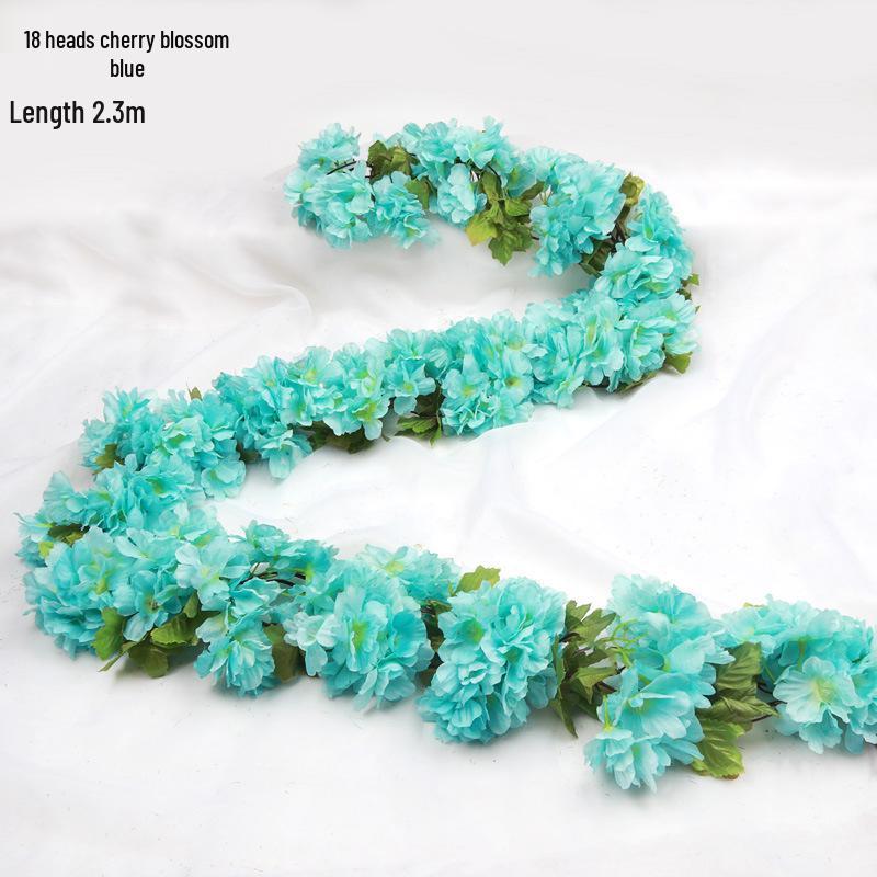 Artificial Cherry Blossom Vine – Silk Floral Decoration for Indoor Ceilings and Air Conditioning Water Pipe Covers