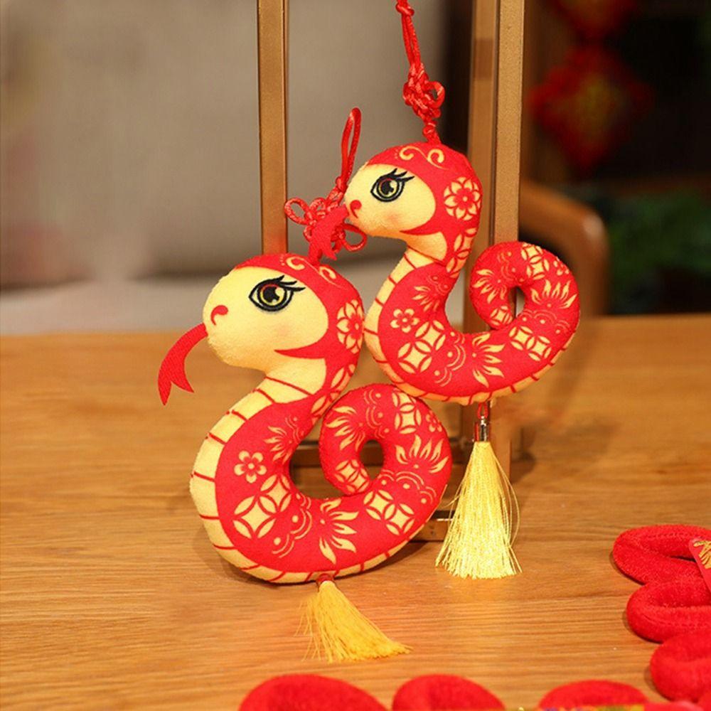 Stuffed Paper-cut Zodiac Snake Pendant With Tassels Snake Mascot Doll Snake Dolls Pendant Girl/Boy