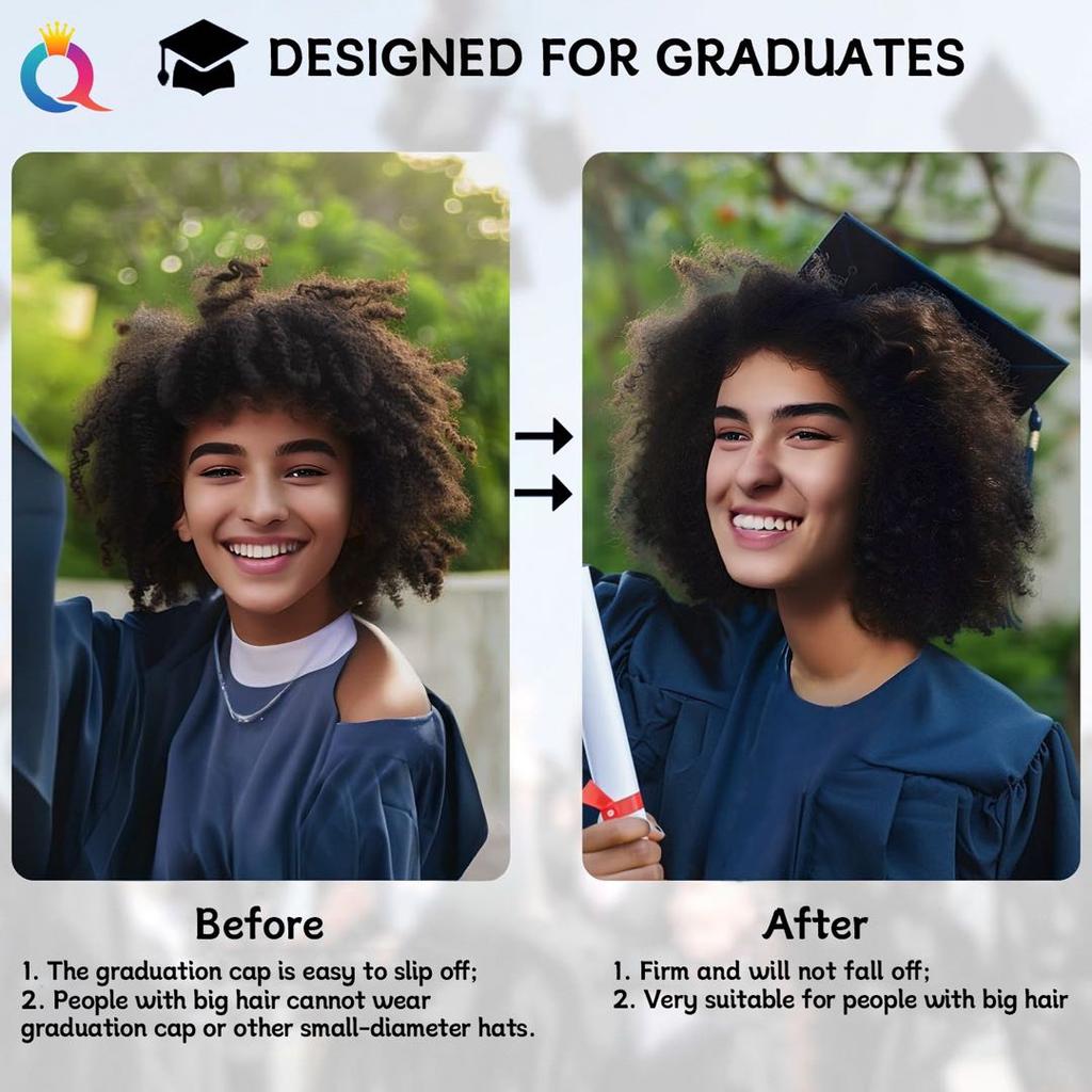 2 Pcs Graduation Cap Headband Grad Cap Headband Insert Secures Your Graduation Cap and Hairstyle Academic Tool Cap Accessories