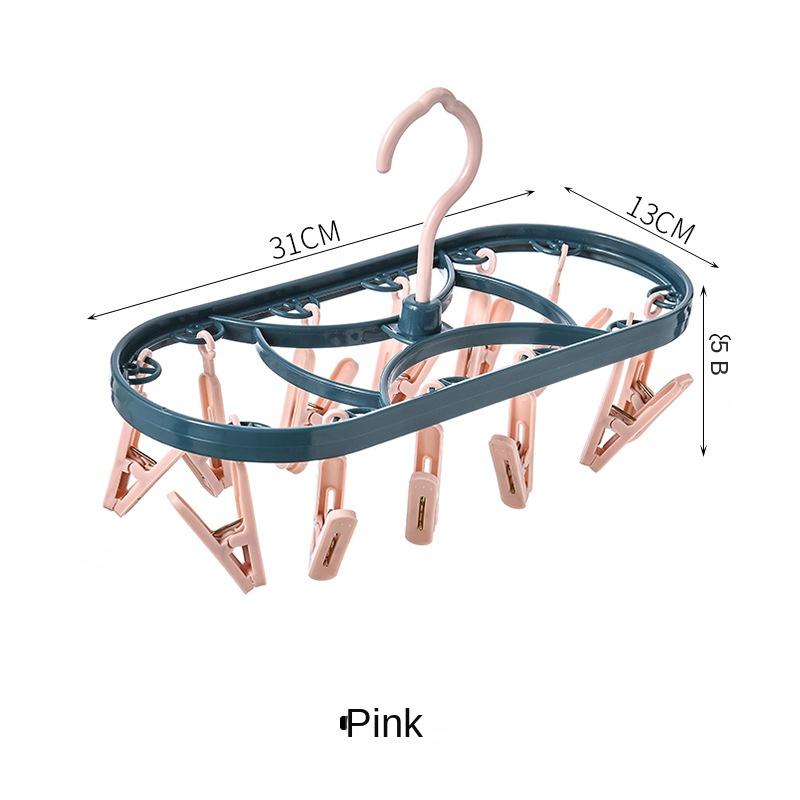 2890 Plastic Drying Rack 12 Clips Windproof Multifunctional Dormitory Household Underwear Socks Drying Rack