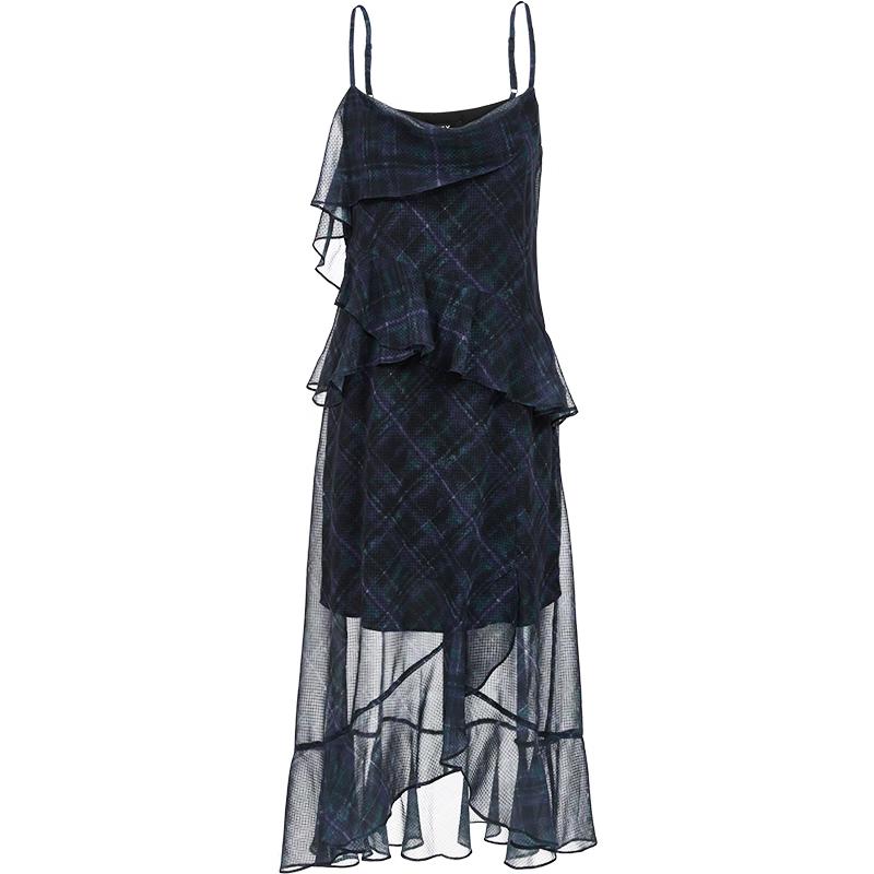 

ONLY Women s Plaid V-Neck A-Line Midi Dress M