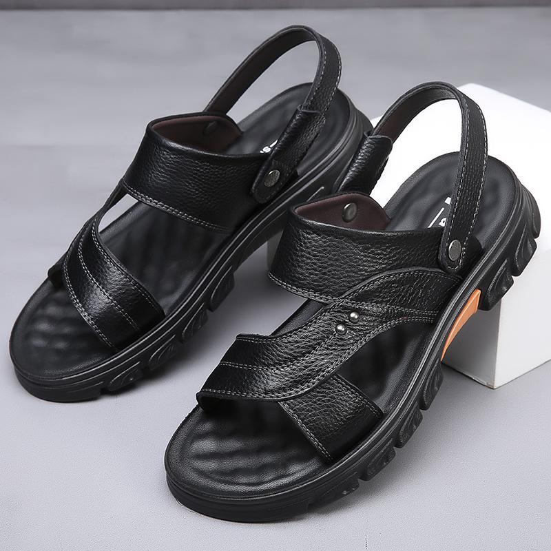 Summer Men's Sandals slip on Summer Breathable Sport Beach Shoes Non-Slip Mens Casual Sandalis Black footwear