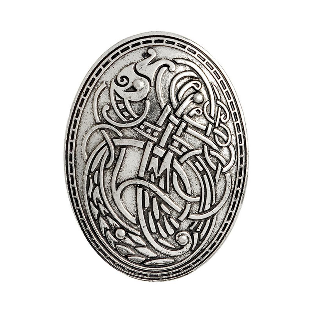 Viking Wolf Carved Rune Ethnic Women Brooch Totem Suit Badge Clothing Accessories Fashion Jewelry for Daily Wear Parties