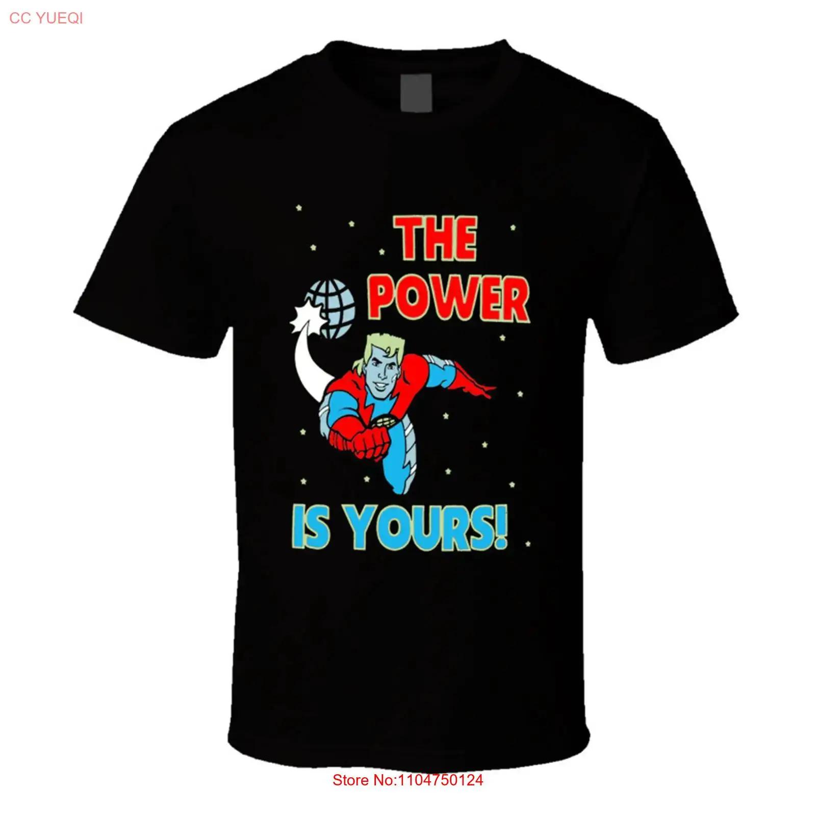 Captain Planet The Power Is Yours Cartoon Retro T Shirt vintage Washed Stylish fashion Stretched Top For Everyday Wear Unisex S разноцветный