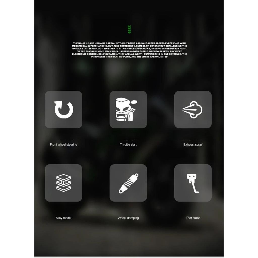 1/9 Scale Simulation Spray Kawasaki H2r Motorcycle Model Simulation Alloy Locomotive Toys Model Boy Car Collection Miniature