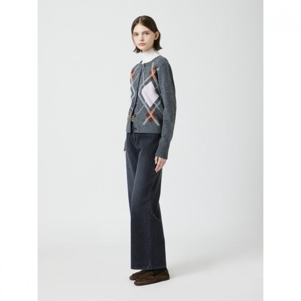 Cc Collect. Women Argyle Round Neck Cardigan C254ksl037