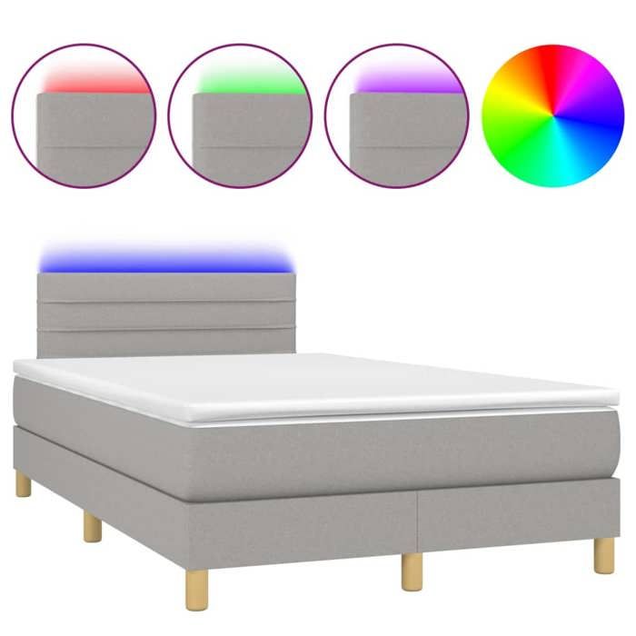 VidaXL Slatted Bed Base with Mattress and LED, Upholstered Bed, Double Bed, Adult Bed for Interior Bedroom, 3270095