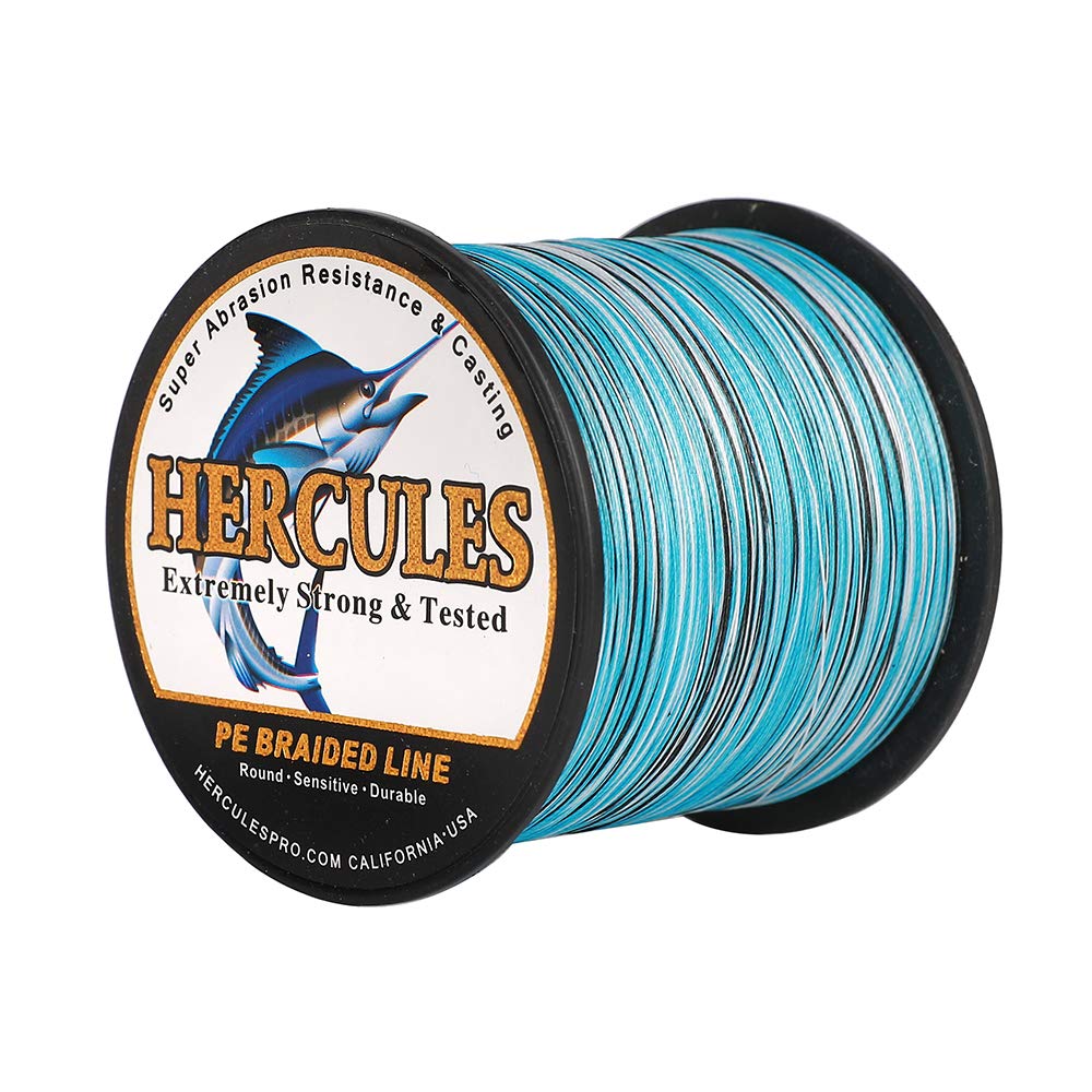 HERCULES PE X8 Fishing 15 High High No for Camouflage Blue 500m Line, 8-Strand Braid, Colors, Strong, Long-Distance Casting, Strength, Sensitivity,