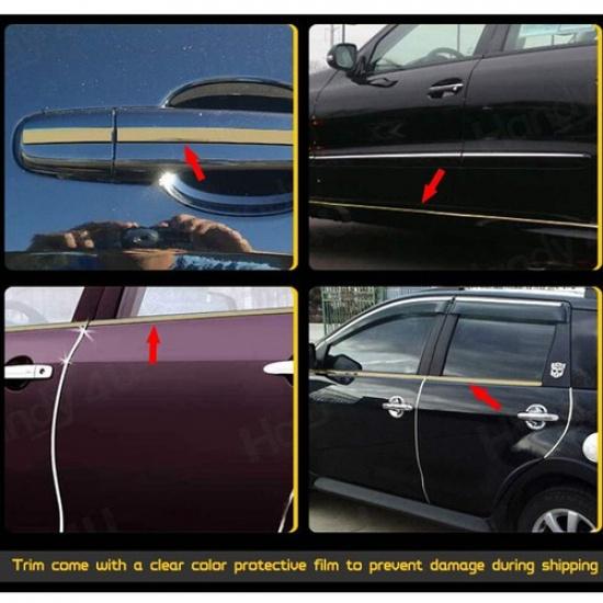 9.9ft Exterior Car Chrome Body Strip Bumper Auto Door Protective Moulding Trim