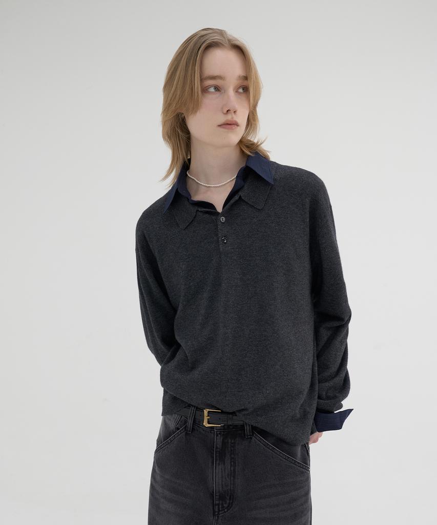 KNOUUN Essential Collar Knit (Charcoal)