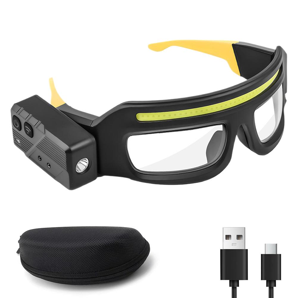 Ultra-Bright Hands-Free Headlamp Glasses, Touch-Sensitive LED Light for Night Cycling, Running, Fishing & Outdoor Work, Recharge