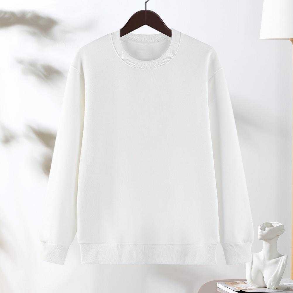 Unisex Herbst Winter Sweatshirt Rundhalsausschnitt Lange Ärmel Elastischer Fadenmanschette Einfarbig Thermisches Unterhemd Basic Kleidung Frühling