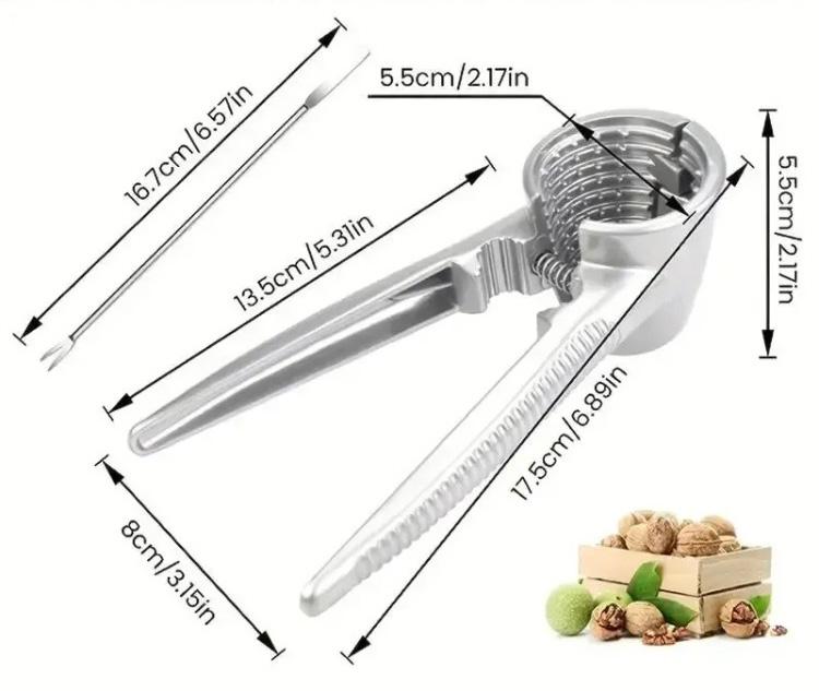 Multifunksjonell husholdnings nøtteknekker skallverktøy for hasselnøtter kastanjer sølvfarget metall valnøttklemme