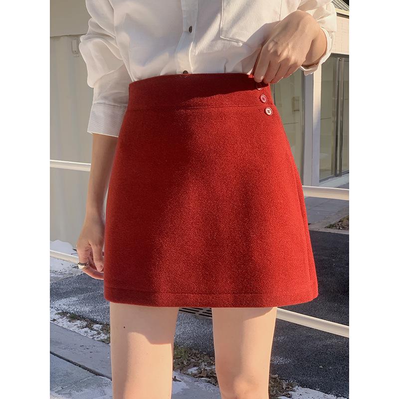 

Sunset Barca Wool A-line Skirt: Women s Winter Three-Button Hip-Hugging Skirt N885C M (105-115)