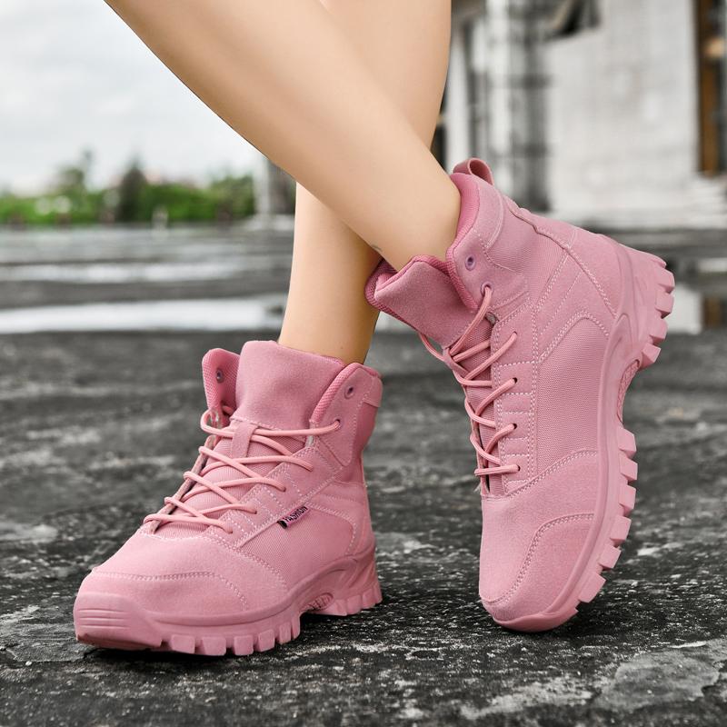 Couple High Top Boots Outdoor Training Boots Men'S Women'S Hiking Mountaineering Shoes Autumn Anti Slip Wear-Resistant Shoes