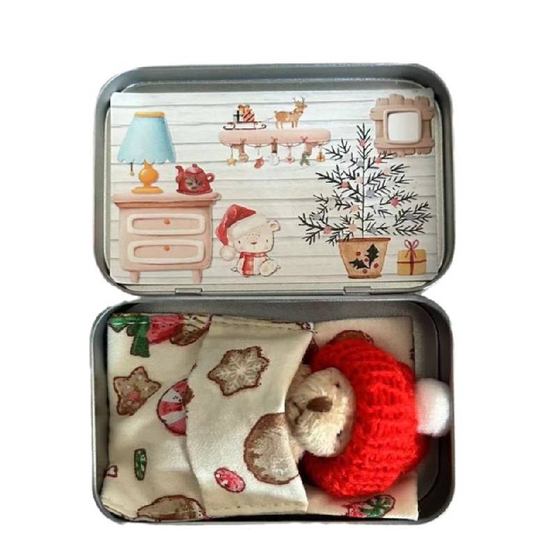 

Box Christmas Eve Teddy Bear Plush Toy Cute Doll Greeting Card Holiday Gift білий