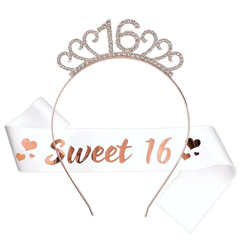 CIEHER 13th Birthday Headband, Sash Set & Tiara - Birthday Decorations & Gifts for Teen Girls