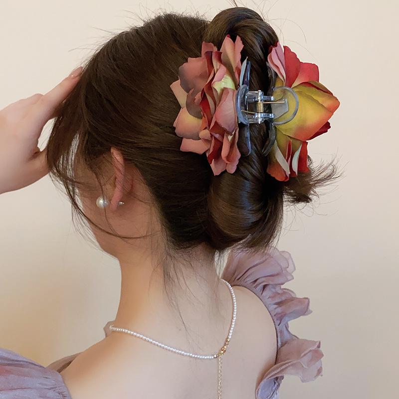 Rote Spinnenlilie Acryl Haarspange: Retro chinesischer Stil Haarschmuck