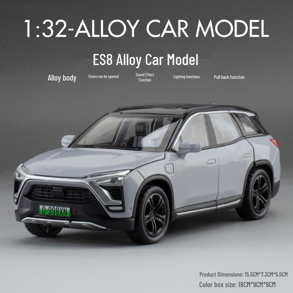 1:32 Scale SUV Model: ES8 New Energy Vehicle - Sound, Light, Pull-back, 6 Doors Open серый