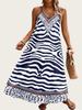 Bohemian Zebra Print V-neck Maxi Dress