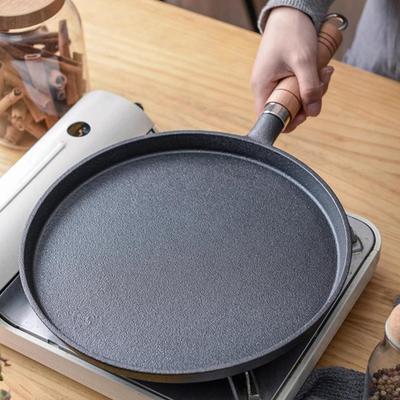 Uncoated Cast Iron Frying Pan Versatile Cookware for Breakfast Steak Eggs Pancakes and More with Comfortable Handle