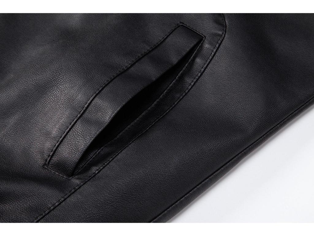 Men's Hooded PU Leather Motorcycle Jacket - Youth Casual Outdoor Faux Leather Jacket