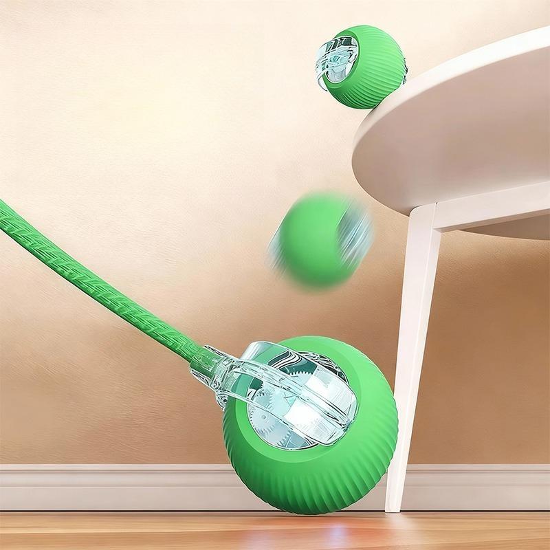 Electric Rolling Cat Toy Ball Rattle Sound Bendable Feather Ribbon Interactive Self‑play Toy For Indoor Cats