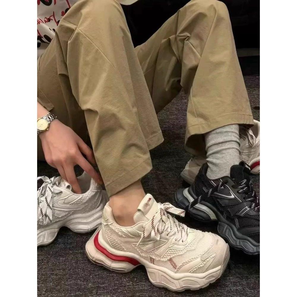 Wang Fan small man heightened platform dad shoes 2026 spring popular white sports shoes 40 бежевый