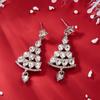Sparkling Zircon Christmas Tree Stud Earrings for Women Shiny Green Rhinestone Tree Pendant Earring Xmas New Year Party Jewelry