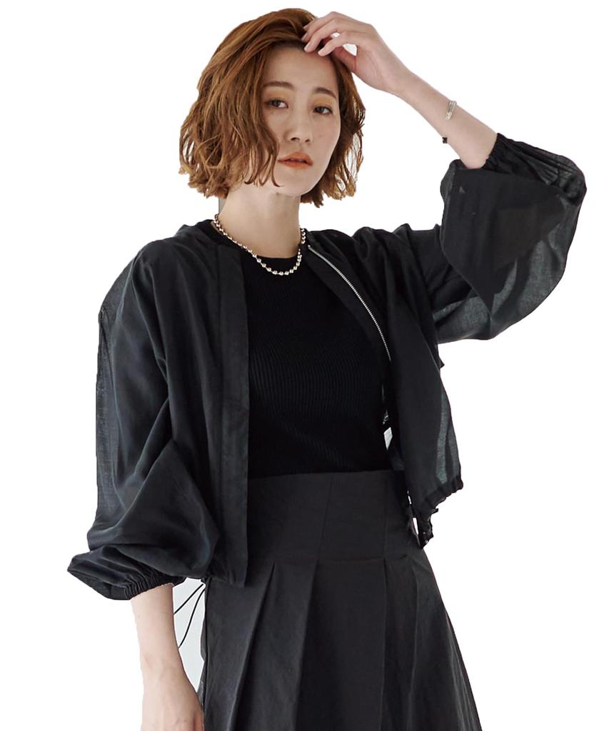 Ihre Kordelzug Transparente Blouson BDXN1767 S Schwarz