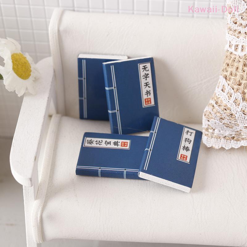 4 Stück/Set 1:12 Puppenhaus Miniaturbücher Modell Puppenhaus Arbeitszimmer Dekoration Spielzeug Mikro Szene Ornamente Foto Requisiten