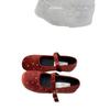 Sheepskin Version~ French Velvet Gypsy Flat-soled Single Shoes Women's Retro Red Square Head with Mary Jane Shoes