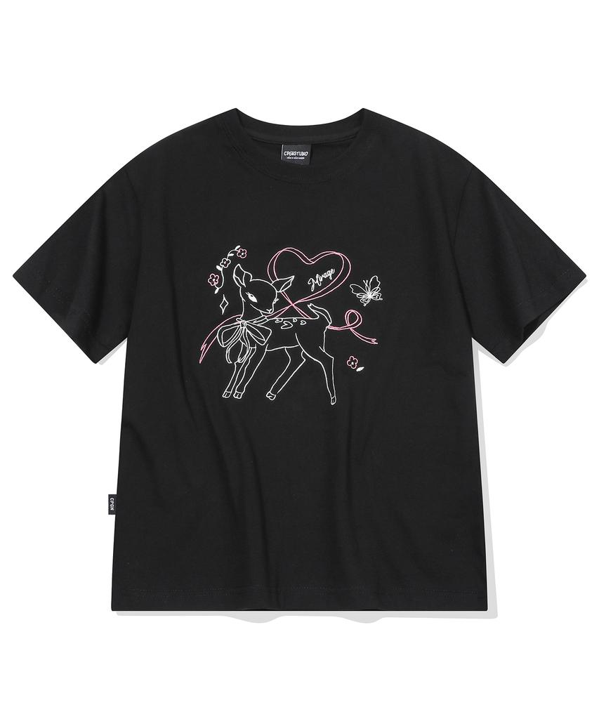 CPGN STUDIO Dear Bloom Crop Short Sleeve Tee Black