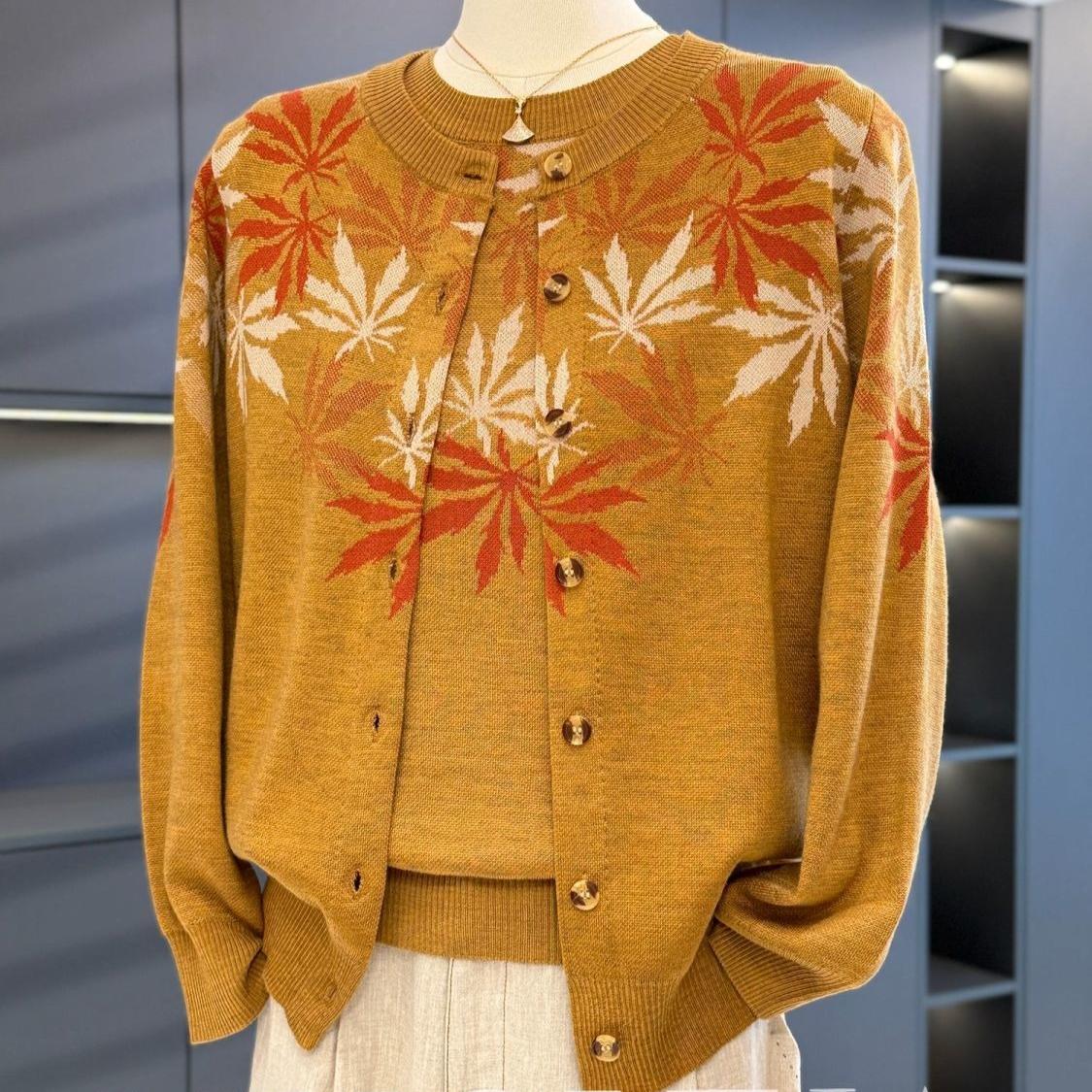 

2 шт. Тонкие вязаные топы Женский кардиган с принтом Вязаная футболка с коротким рукавом Двойка Вязаный кардиган с круглым вырезом Куртка Футболка S жёлтый