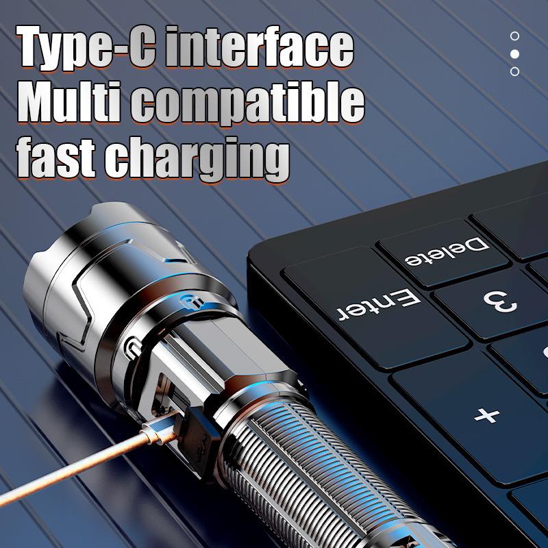 Ultra Bright Rechargeable LED Flashlight, Zoom, Compact and Portable, Suitable for Camping, Hiking, and Emergency Situations