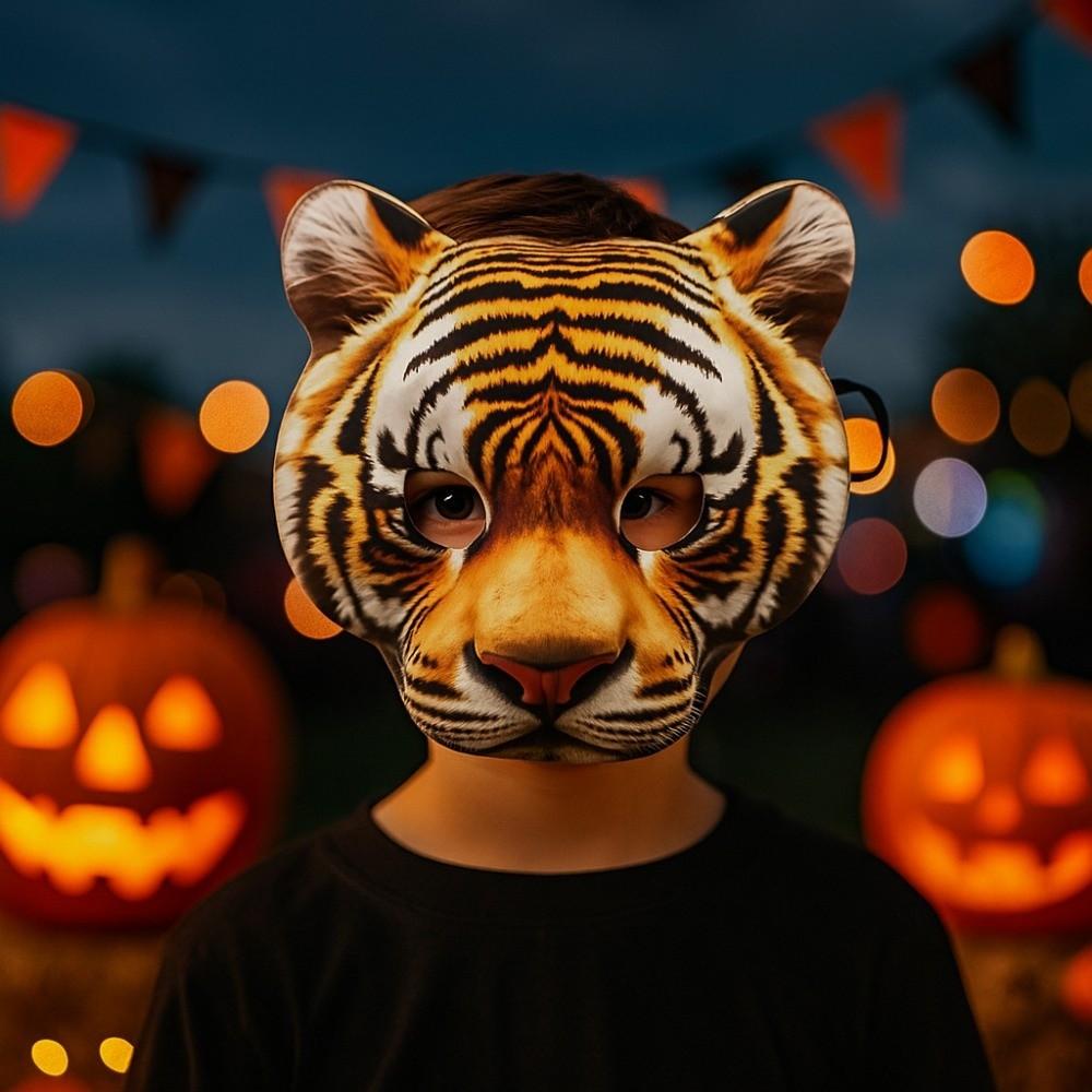 

Wolf Tiger EVA Mask Party Props Animal Half Face Mask Halloween Werewolf Mask Costume Props Style 4