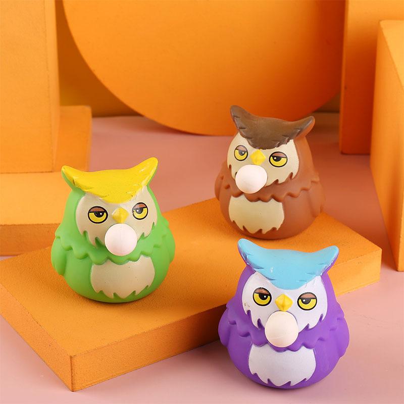 Creative Owl Spit Bubble Prank Cartoon Small Animal Decompression Vent Doll Toy Gift K35