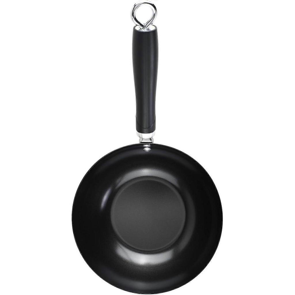 8-Inch Nonstick Carbon Steel Wok, Flat Base, Ergonomic Handle, for Stir Fry & Sautéing