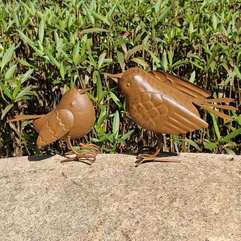 Vintage železná ptačí socha Ručně vyráběné zahradní dekorace s výraznýma očima Pro venkovní použití, terasu, trávník, vnitřní použití, Perfektní dárek