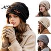 Non Itchy Wool Knit Beanies Winter Knitted Cap for Women Girls, Thickened Warm Hat Cold Weather, Weather Commuter Plush Lined Fashion Stacked
