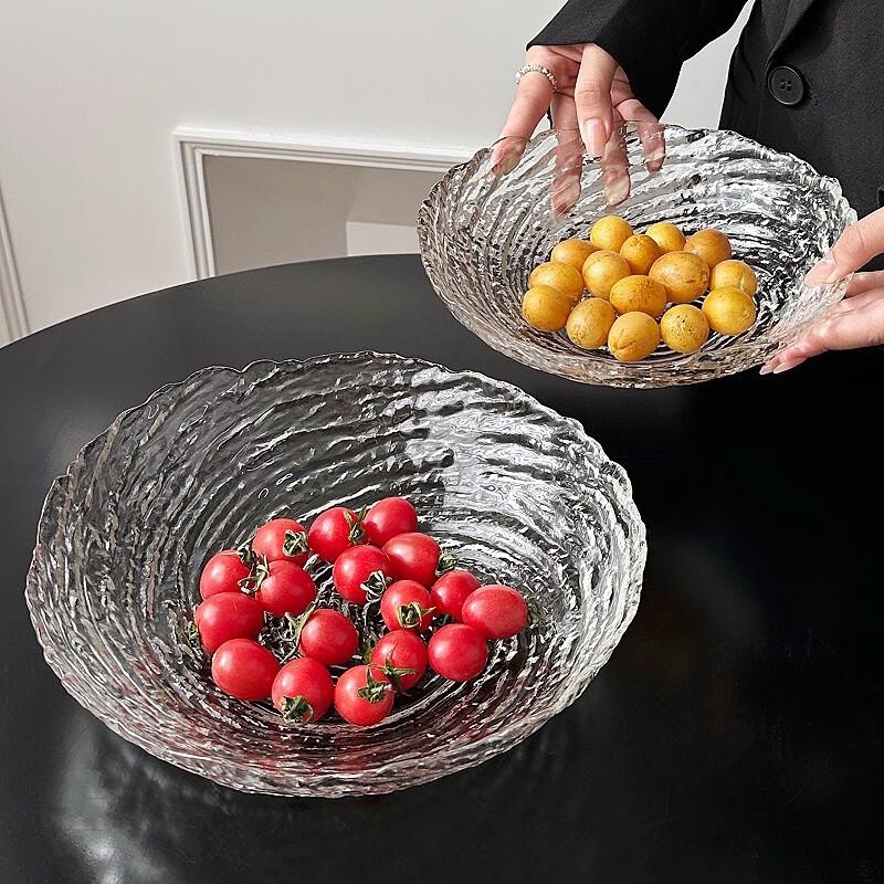 Irregular Ice Pattern Glass Serving Bowl
