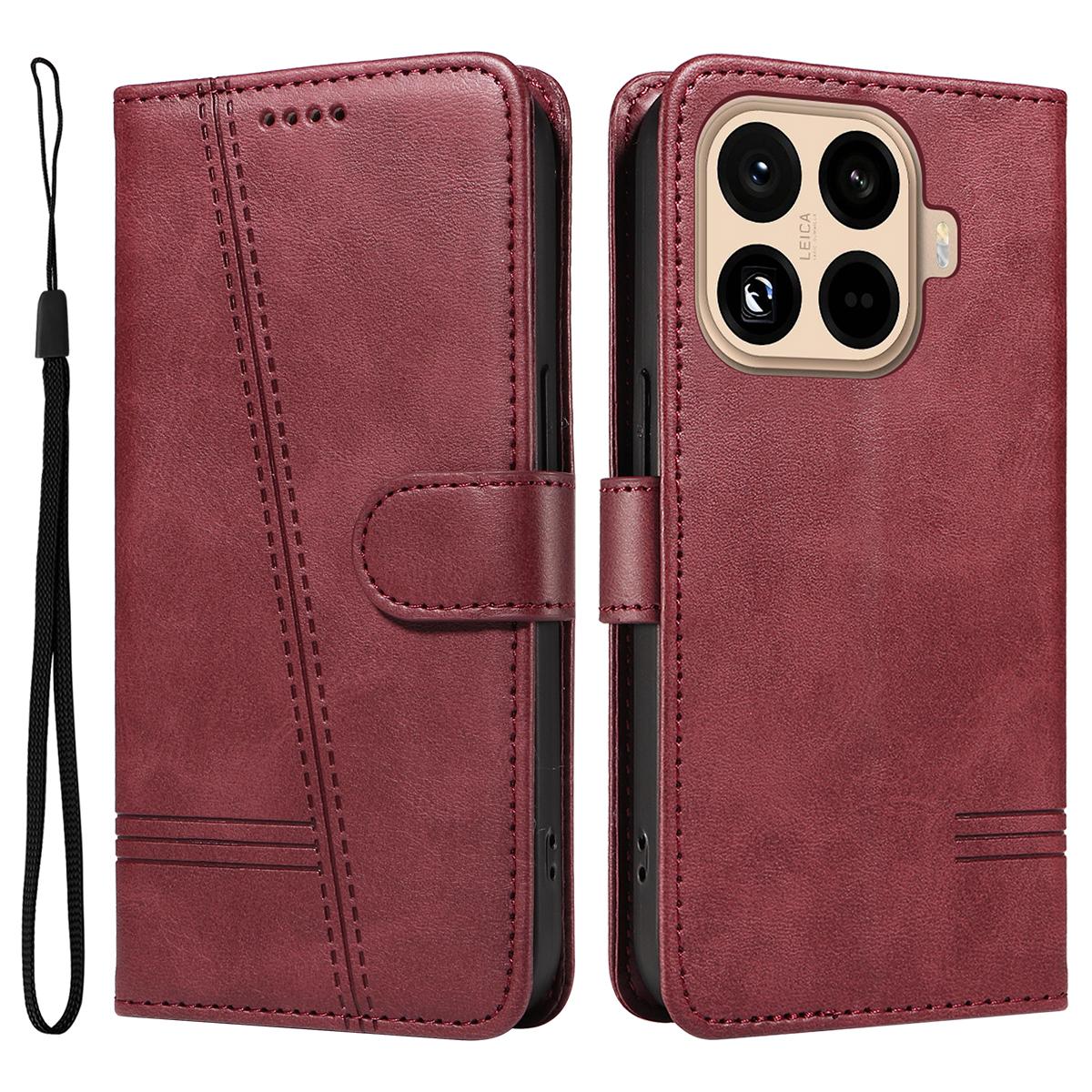

For Xiaomi 15T Pro Wallet Case T-Shape Lines Leather Phone Cover Stand