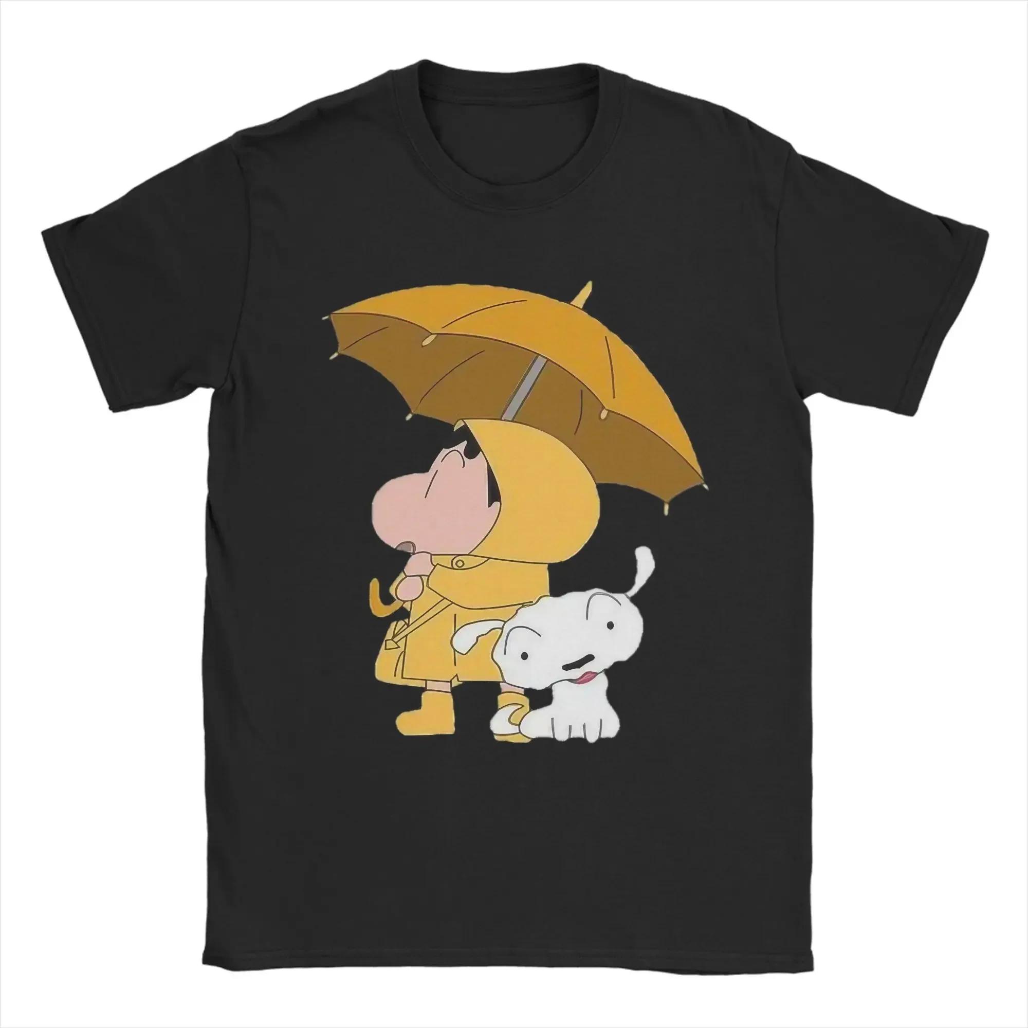 

Casual Shinchan & Shiro T Shirt Men s Cotton Short Sleeve Crayons Shin-chans Round Neck Summer Clothes#Color S